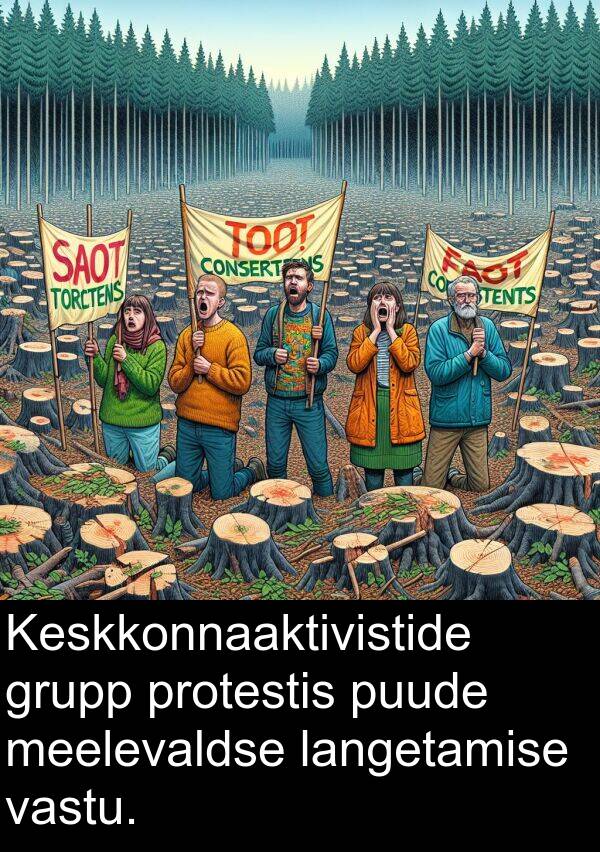 puude: Keskkonnaaktivistide grupp protestis puude meelevaldse langetamise vastu.