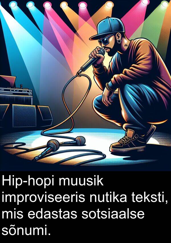 sotsiaalse: Hip-hopi muusik improviseeris nutika teksti, mis edastas sotsiaalse sõnumi.