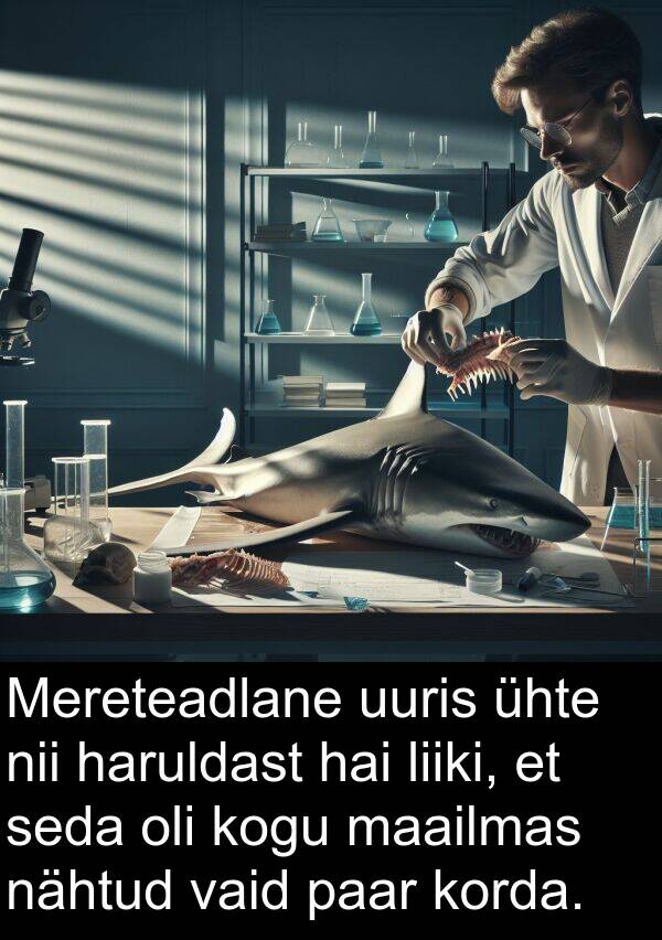 uuris: Mereteadlane uuris ühte nii haruldast hai liiki, et seda oli kogu maailmas nähtud vaid paar korda.