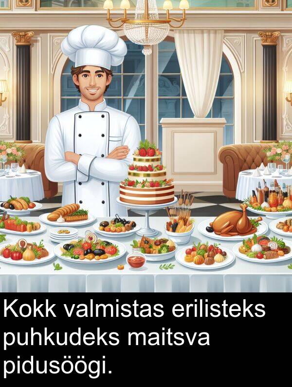 puhkudeks: Kokk valmistas erilisteks puhkudeks maitsva pidusöögi.