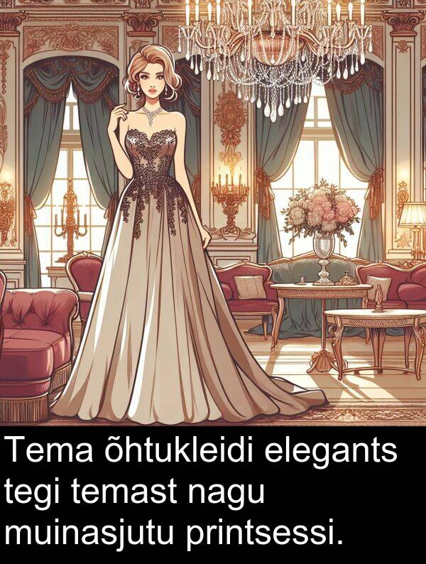 muinasjutu: Tema õhtukleidi elegants tegi temast nagu muinasjutu printsessi.