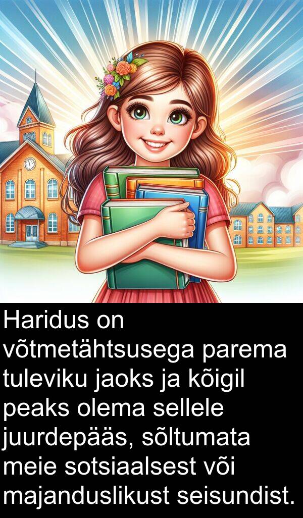 tuleviku: Haridus on võtmetähtsusega parema tuleviku jaoks ja kõigil peaks olema sellele juurdepääs, sõltumata meie sotsiaalsest või majanduslikust seisundist.