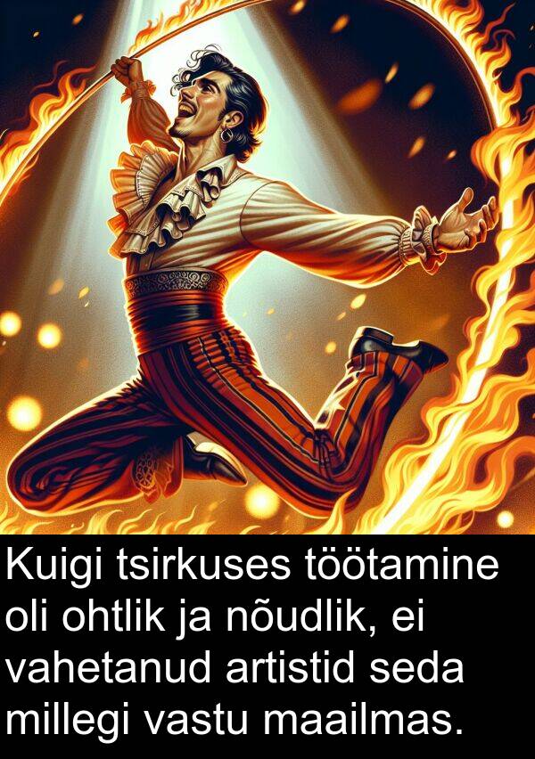tsirkuses: Kuigi tsirkuses töötamine oli ohtlik ja nõudlik, ei vahetanud artistid seda millegi vastu maailmas.