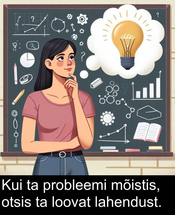 mõistis: Kui ta probleemi mõistis, otsis ta loovat lahendust.