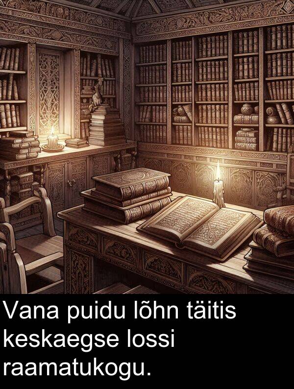 lõhn: Vana puidu lõhn täitis keskaegse lossi raamatukogu.