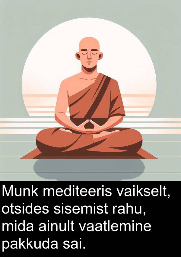 otsides: Munk mediteeris vaikselt, otsides sisemist rahu, mida ainult vaatlemine pakkuda sai.