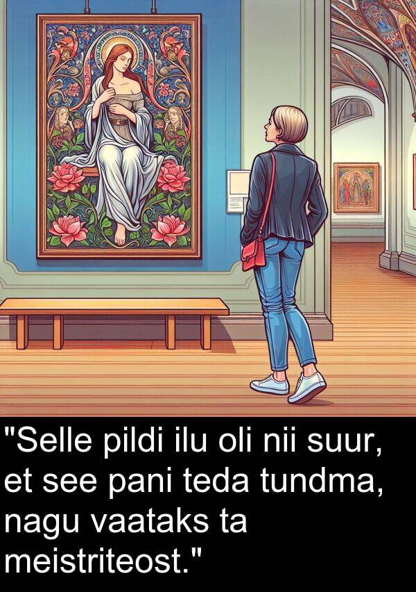 tundma: "Selle pildi ilu oli nii suur, et see pani teda tundma, nagu vaataks ta meistriteost."