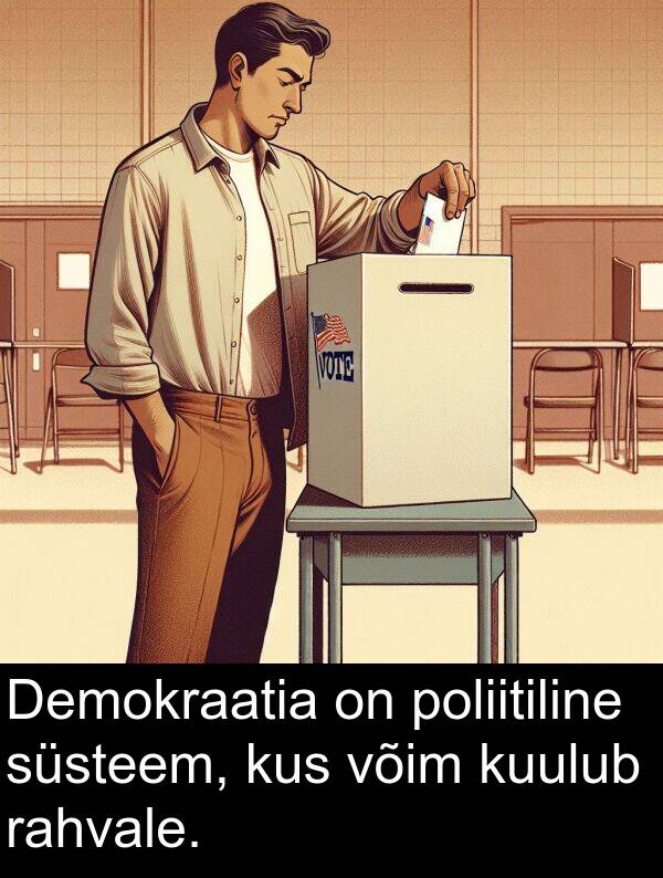 kus: Demokraatia on poliitiline süsteem, kus võim kuulub rahvale.