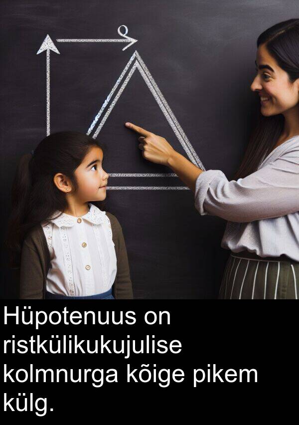 kolmnurga: Hüpotenuus on ristkülikukujulise kolmnurga kõige pikem külg.