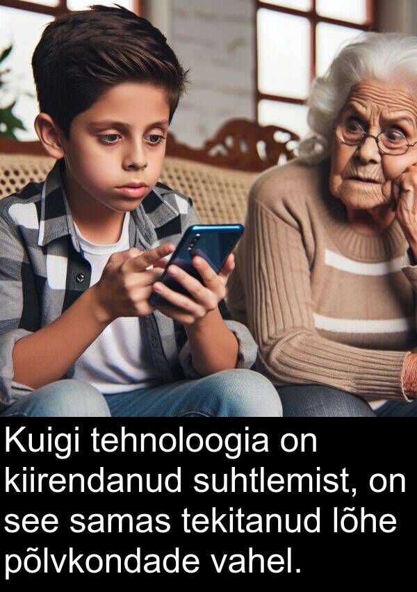 suhtlemist: Kuigi tehnoloogia on kiirendanud suhtlemist, on see samas tekitanud lõhe põlvkondade vahel.