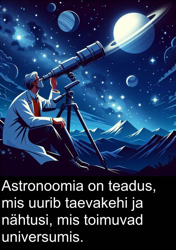uurib: Astronoomia on teadus, mis uurib taevakehi ja nähtusi, mis toimuvad universumis.