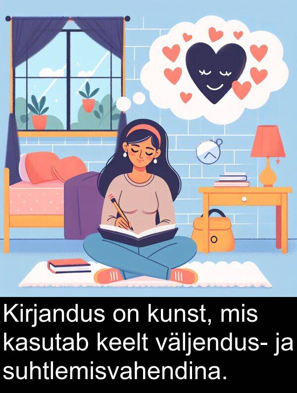 kunst: Kirjandus on kunst, mis kasutab keelt väljendus- ja suhtlemisvahendina.