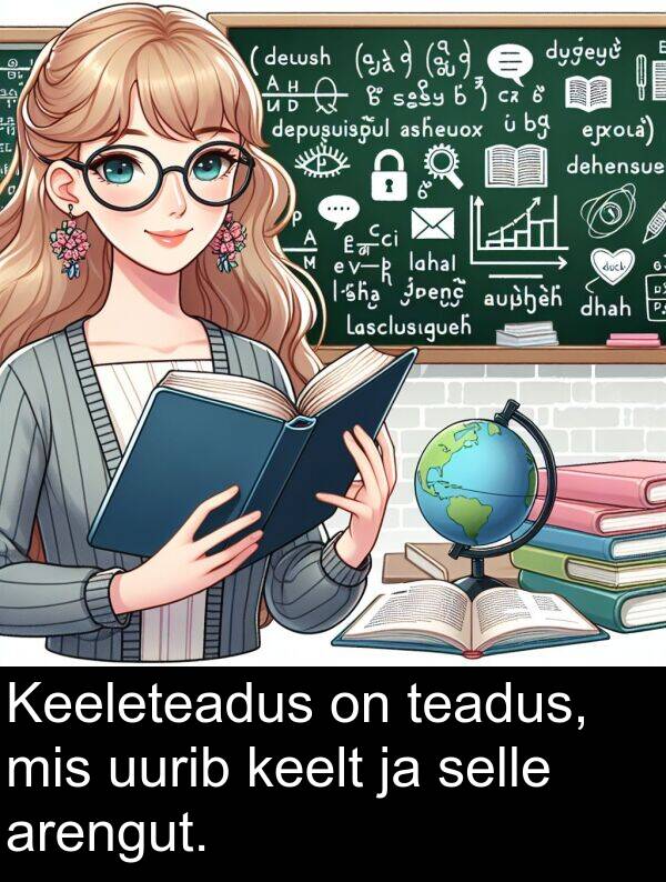 uurib: Keeleteadus on teadus, mis uurib keelt ja selle arengut.