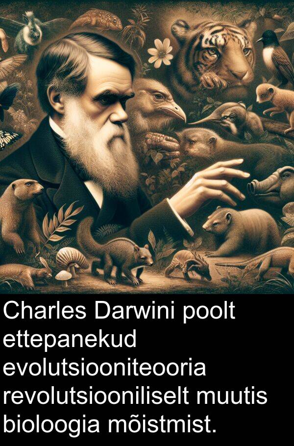 mõistmist: Charles Darwini poolt ettepanekud evolutsiooniteooria revolutsiooniliselt muutis bioloogia mõistmist.
