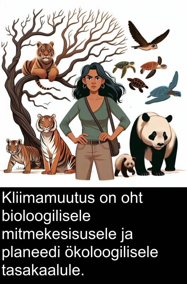 bioloogilisele: Kliimamuutus on oht bioloogilisele mitmekesisusele ja planeedi ökoloogilisele tasakaalule.