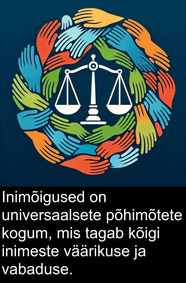 universaalsete: Inimõigused on universaalsete põhimõtete kogum, mis tagab kõigi inimeste väärikuse ja vabaduse.
