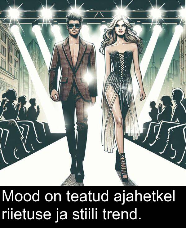 stiili: Mood on teatud ajahetkel riietuse ja stiili trend.