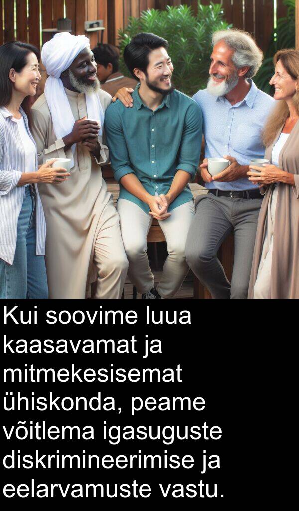 kaasavamat: Kui soovime luua kaasavamat ja mitmekesisemat ühiskonda, peame võitlema igasuguste diskrimineerimise ja eelarvamuste vastu.