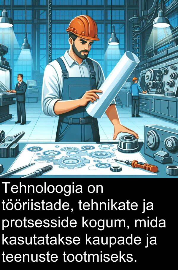 protsesside: Tehnoloogia on tööriistade, tehnikate ja protsesside kogum, mida kasutatakse kaupade ja teenuste tootmiseks.