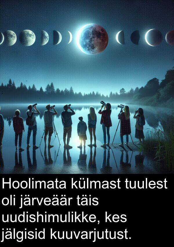 uudishimulikke: Hoolimata külmast tuulest oli järveäär täis uudishimulikke, kes jälgisid kuuvarjutust.