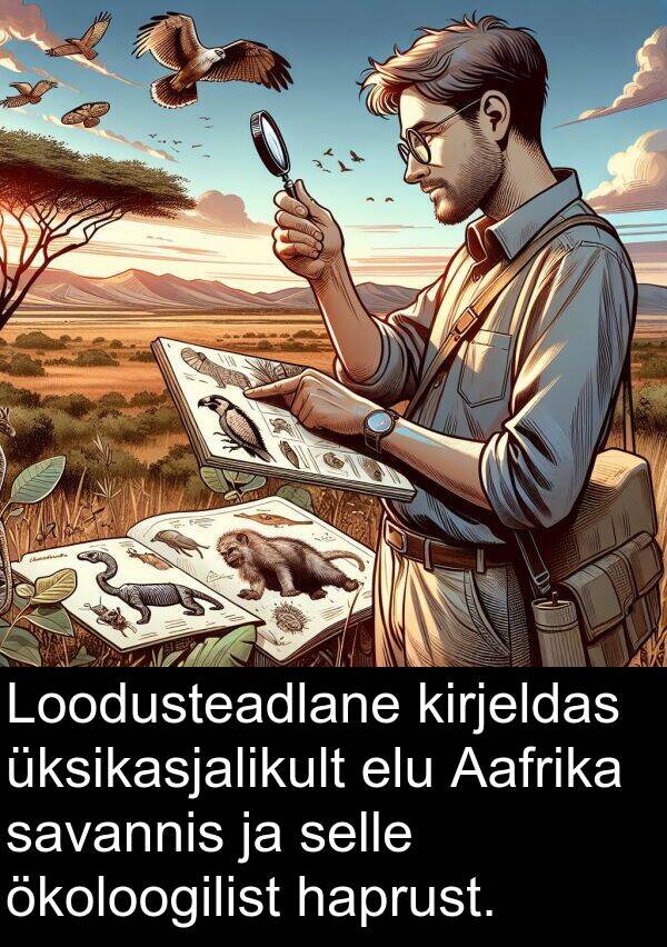ökoloogilist: Loodusteadlane kirjeldas üksikasjalikult elu Aafrika savannis ja selle ökoloogilist haprust.