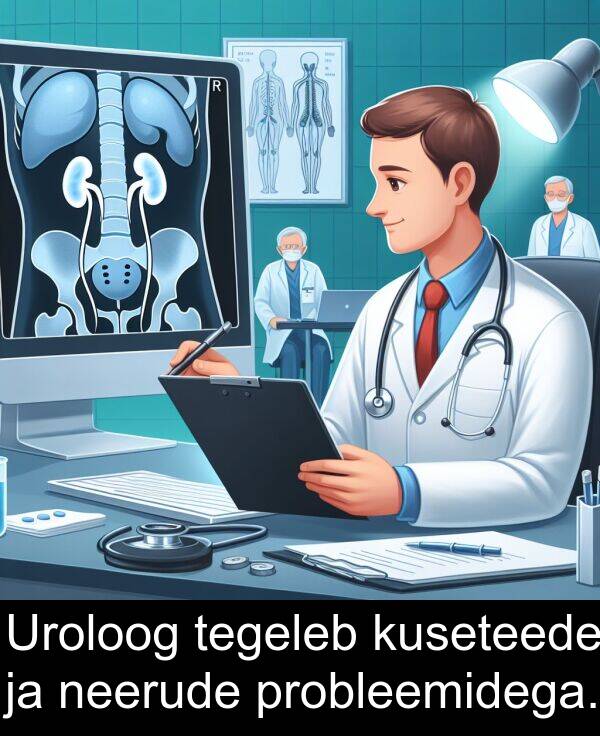 kuseteede: Uroloog tegeleb kuseteede ja neerude probleemidega.