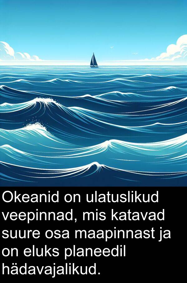 maapinnast: Okeanid on ulatuslikud veepinnad, mis katavad suure osa maapinnast ja on eluks planeedil hädavajalikud.
