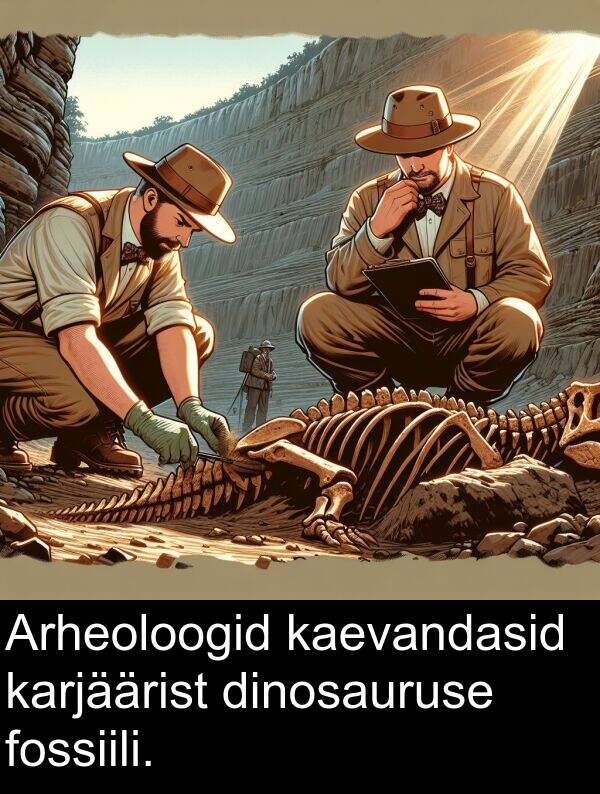 dinosauruse: Arheoloogid kaevandasid karjäärist dinosauruse fossiili.