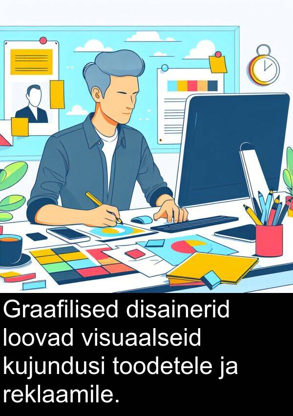 disainerid: Graafilised disainerid loovad visuaalseid kujundusi toodetele ja reklaamile.