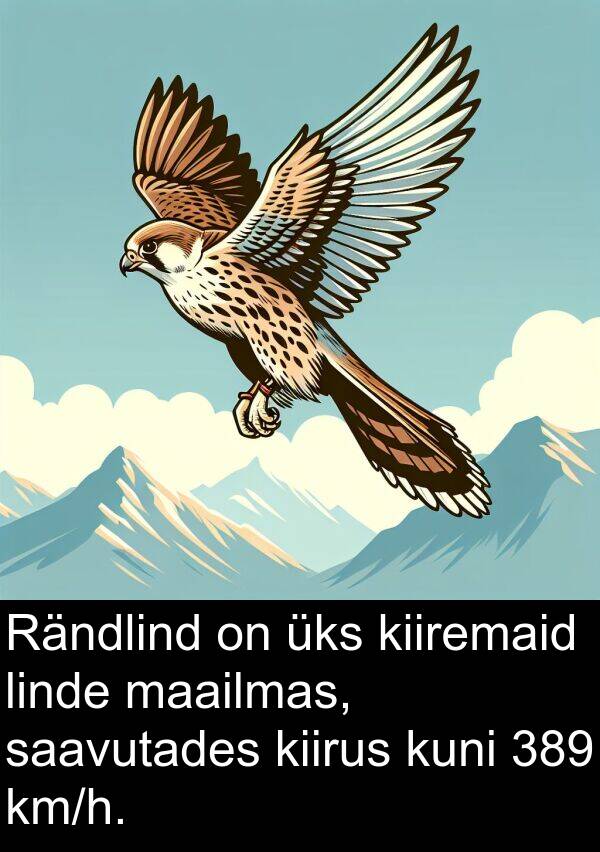 linde: Rändlind on üks kiiremaid linde maailmas, saavutades kiirus kuni 389 km/h.
