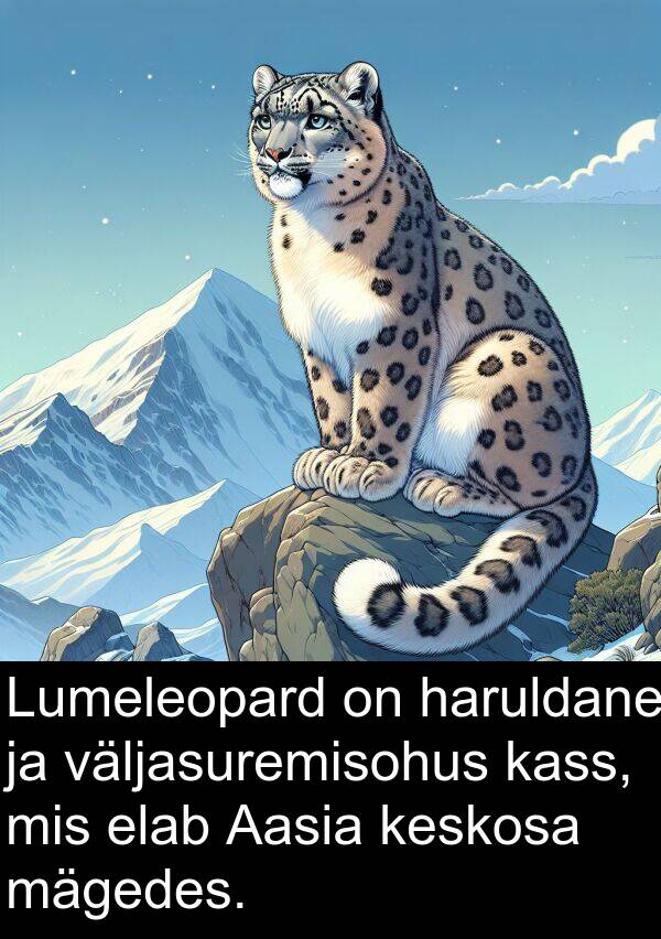 väljasuremisohus: Lumeleopard on haruldane ja väljasuremisohus kass, mis elab Aasia keskosa mägedes.