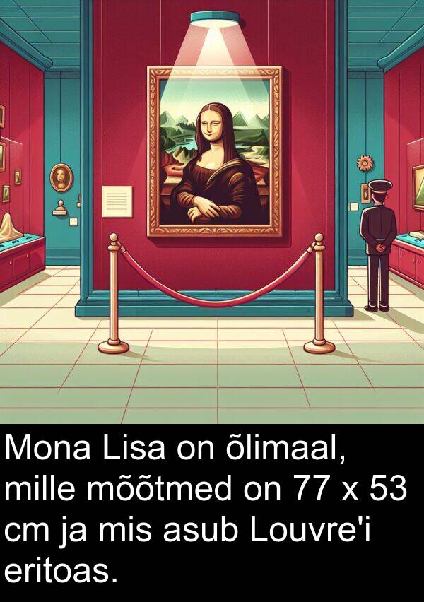 eritoas: Mona Lisa on õlimaal, mille mõõtmed on 77 x 53 cm ja mis asub Louvre'i eritoas.