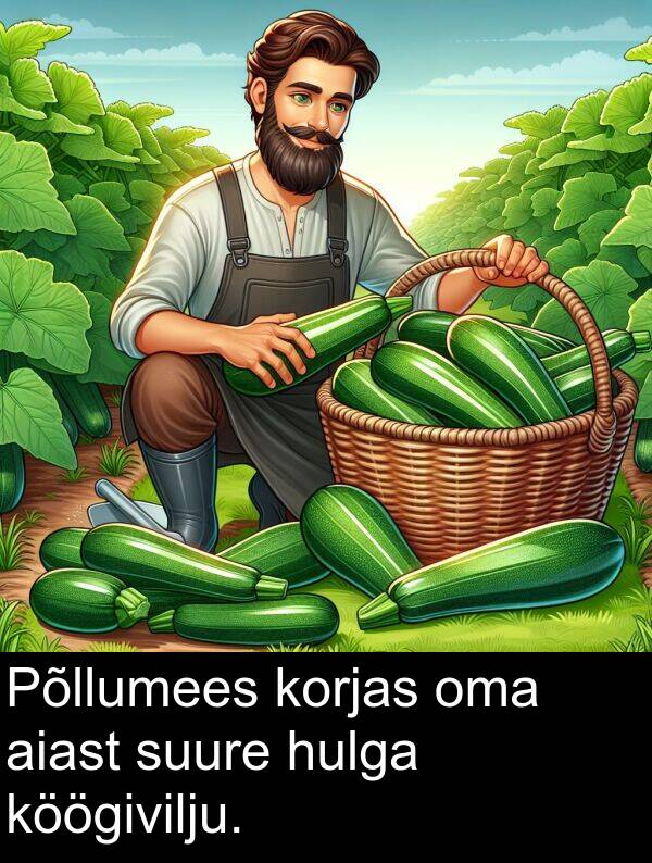 suure: Põllumees korjas oma aiast suure hulga köögivilju.