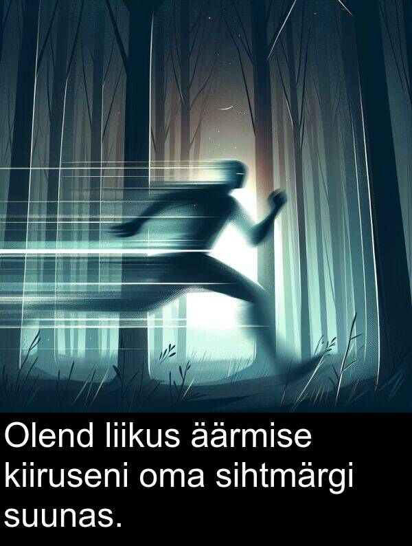 suunas: Olend liikus äärmise kiiruseni oma sihtmärgi suunas.