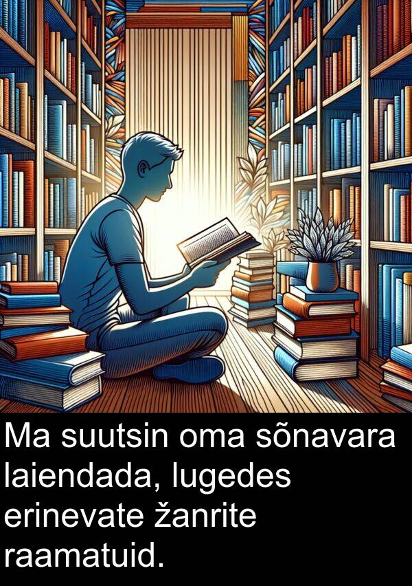 lugedes: Ma suutsin oma sõnavara laiendada, lugedes erinevate žanrite raamatuid.