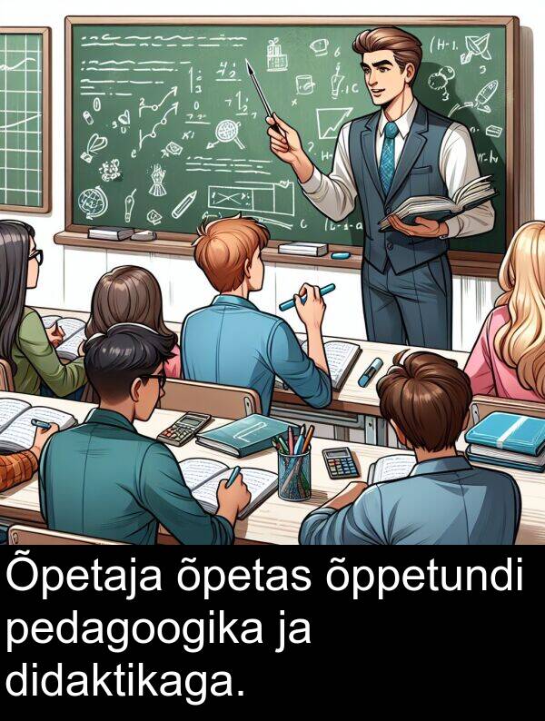 didaktikaga: Õpetaja õpetas õppetundi pedagoogika ja didaktikaga.