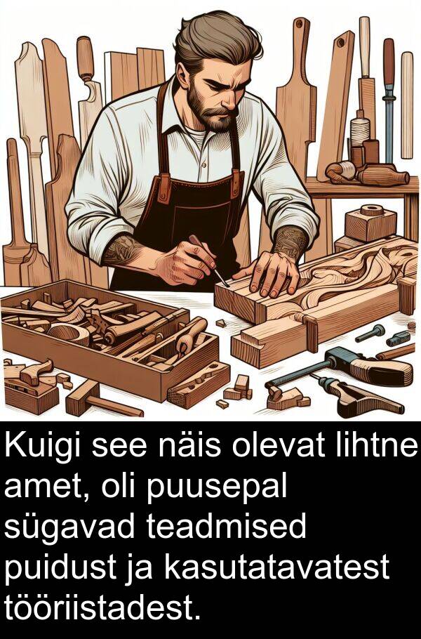 puusepal: Kuigi see näis olevat lihtne amet, oli puusepal sügavad teadmised puidust ja kasutatavatest tööriistadest.