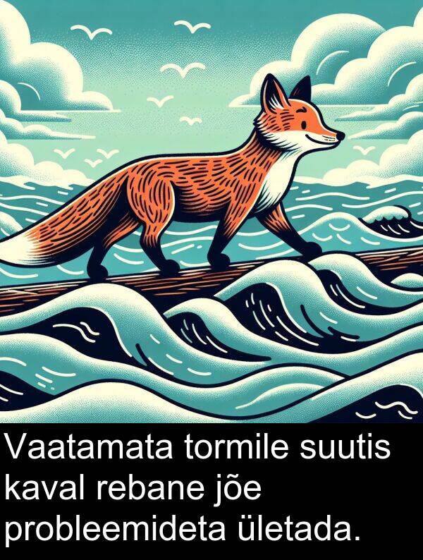 probleemideta: Vaatamata tormile suutis kaval rebane jõe probleemideta ületada.