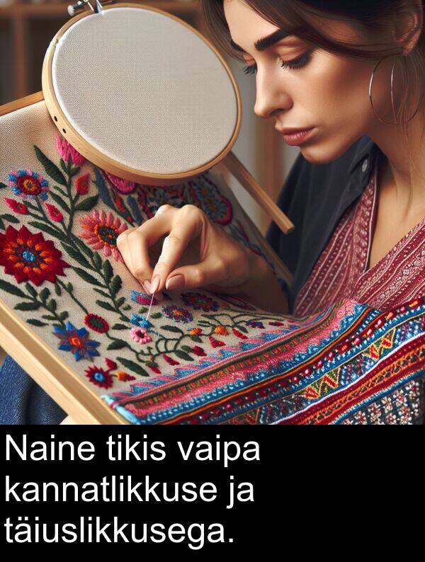 täiuslikkusega: Naine tikis vaipa kannatlikkuse ja täiuslikkusega.