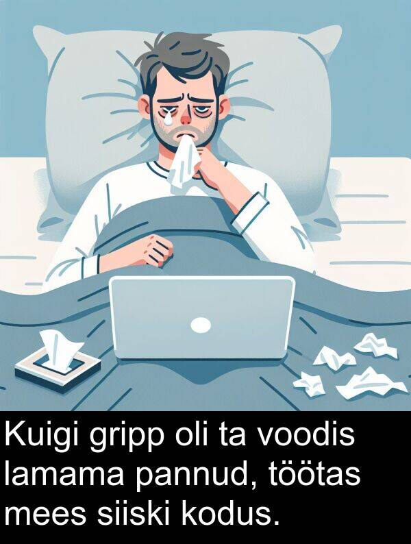 gripp: Kuigi gripp oli ta voodis lamama pannud, töötas mees siiski kodus.