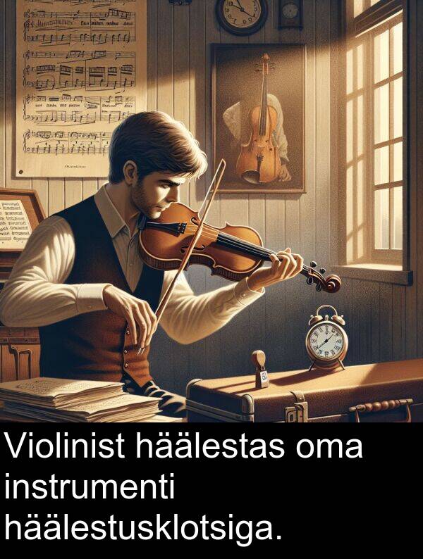häälestas: Violinist häälestas oma instrumenti häälestusklotsiga.