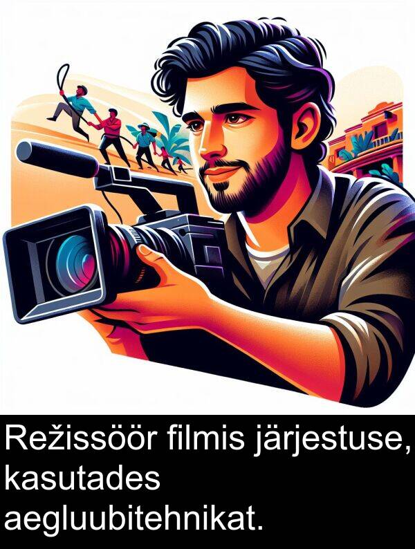 järjestuse: Režissöör filmis järjestuse, kasutades aegluubitehnikat.