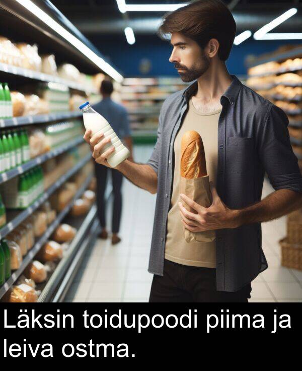 toidupoodi: Läksin toidupoodi piima ja leiva ostma.
