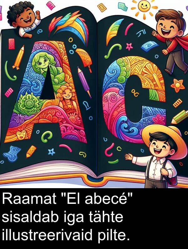 illustreerivaid: Raamat "El abecé" sisaldab iga tähte illustreerivaid pilte.