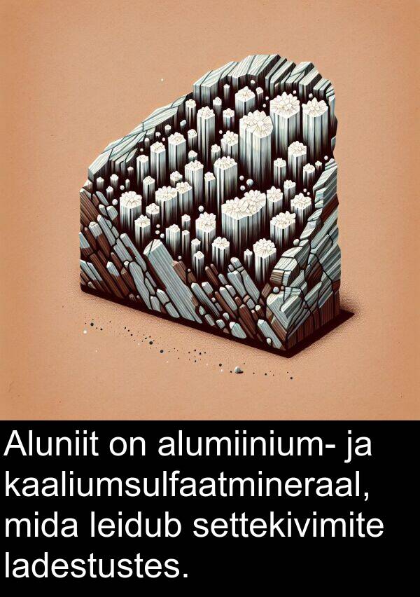 kaaliumsulfaatmineraal: Aluniit on alumiinium- ja kaaliumsulfaatmineraal, mida leidub settekivimite ladestustes.