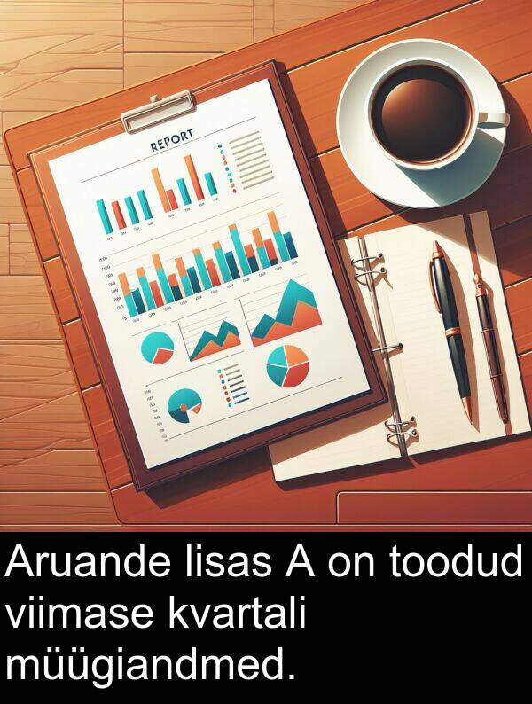 toodud: Aruande lisas A on toodud viimase kvartali müügiandmed.