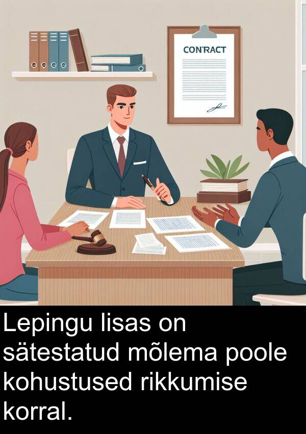 lisas: Lepingu lisas on sätestatud mõlema poole kohustused rikkumise korral.