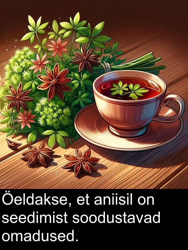 soodustavad: Öeldakse, et aniisil on seedimist soodustavad omadused.