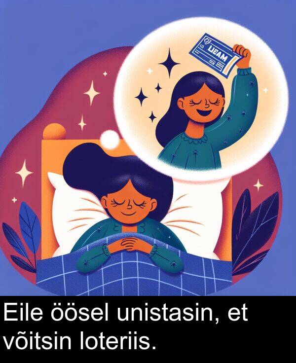 loteriis: Eile öösel unistasin, et võitsin loteriis.