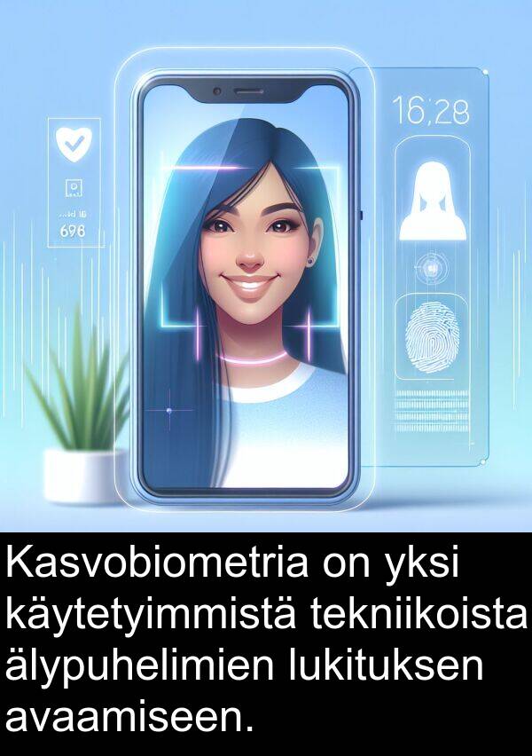 käytetyimmistä: Kasvobiometria on yksi käytetyimmistä tekniikoista älypuhelimien lukituksen avaamiseen.